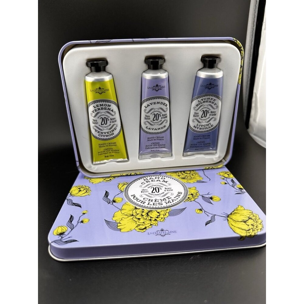 Crème Pour Les Mains Set Of 3 Hand Creams Lavender Lemon Bilberry Tin Sealed NEW